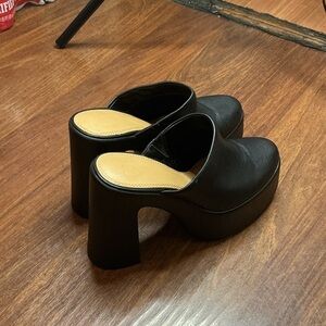 Black Platform Mules